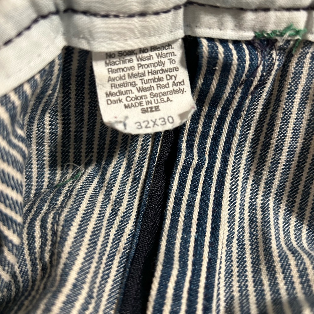 🚂Adult Vintage Oshkosh B'Gosh Railroad Pinstripe Denim Overalls🚂 - Picture 9 of 12